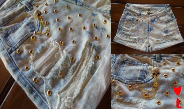 Short Caveirinha dourada